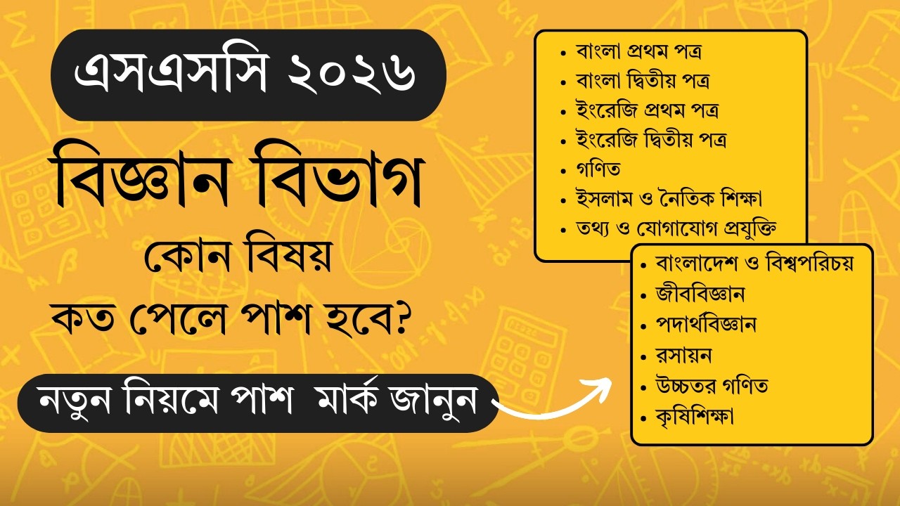 বিজ্ঞান বিভাগের SSC 2026 পাস মার্কস | কত পেলে পাস হবে? | Science SSC 2026