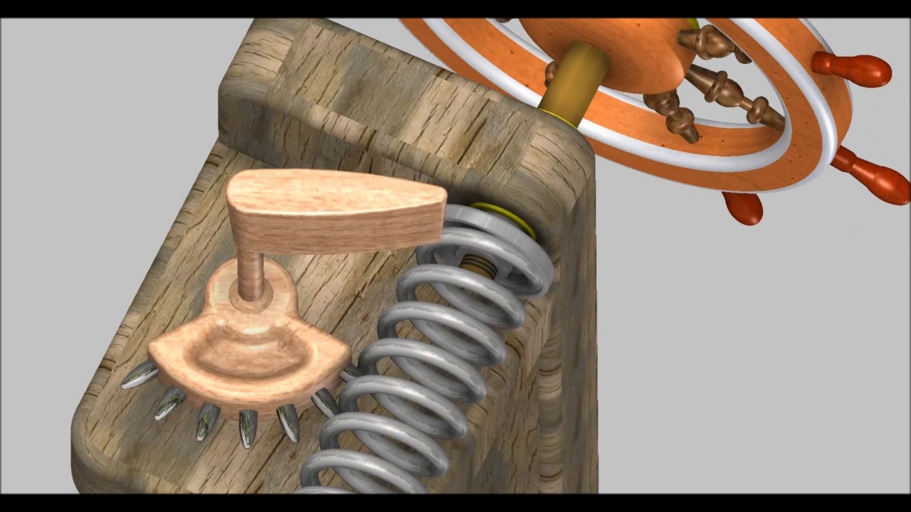 Timón con volante de madera