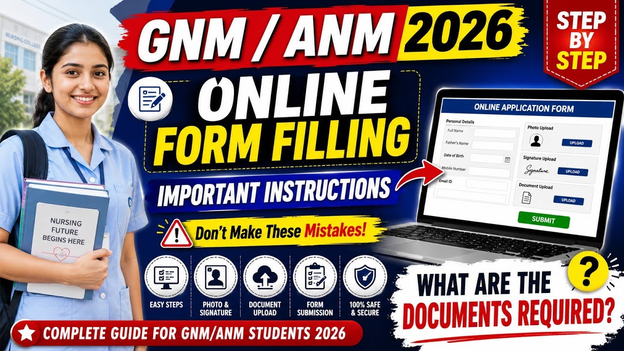 GNM/ANM 2026 Online Application Form | Documents Required & Important Instructions