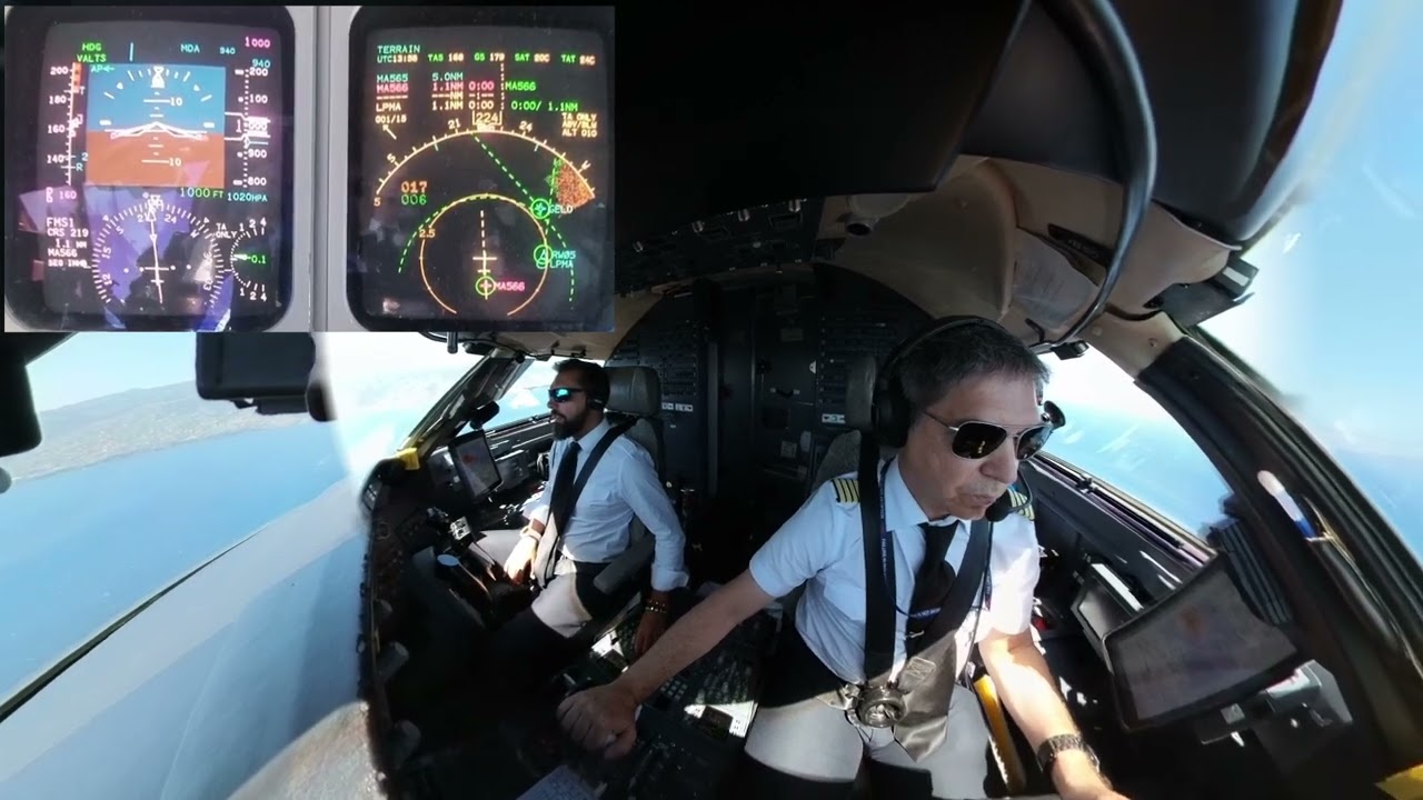 CRJ/MHI 1000 AGP FNC IB 8248 Cockpit landing RW 05 Funchal / Madeira