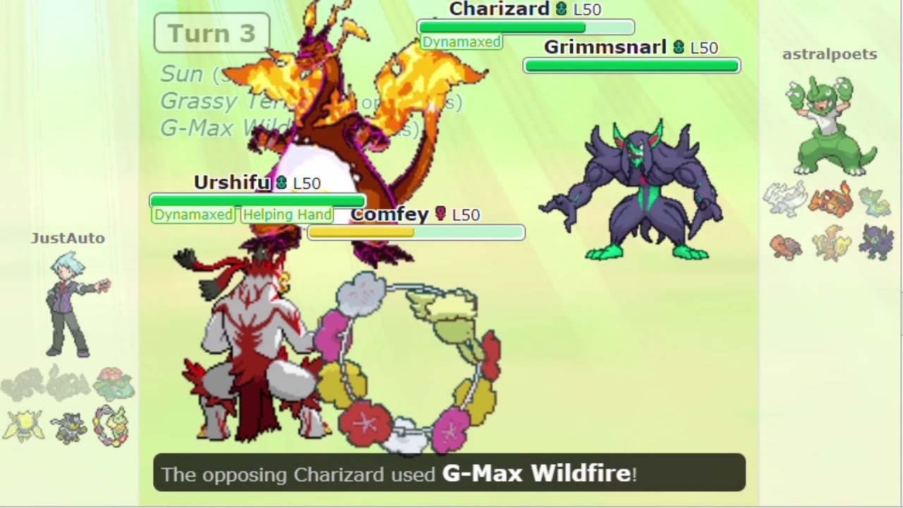 G-max Charizard shows his Gigantic power! Intense Pokemon showdown battle