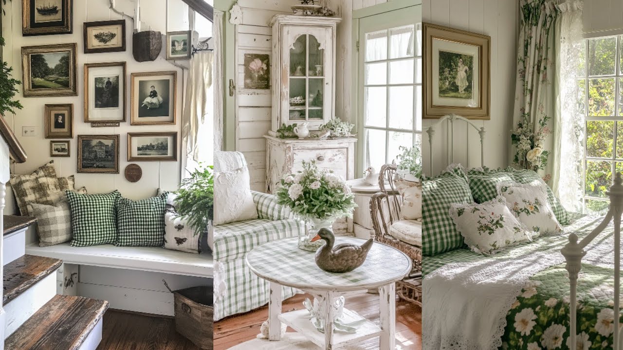 Room-by-Room Green & White & Gingham Cottage Decor | HOME DECOR Ideas to Cultivate Cozy Elegance
