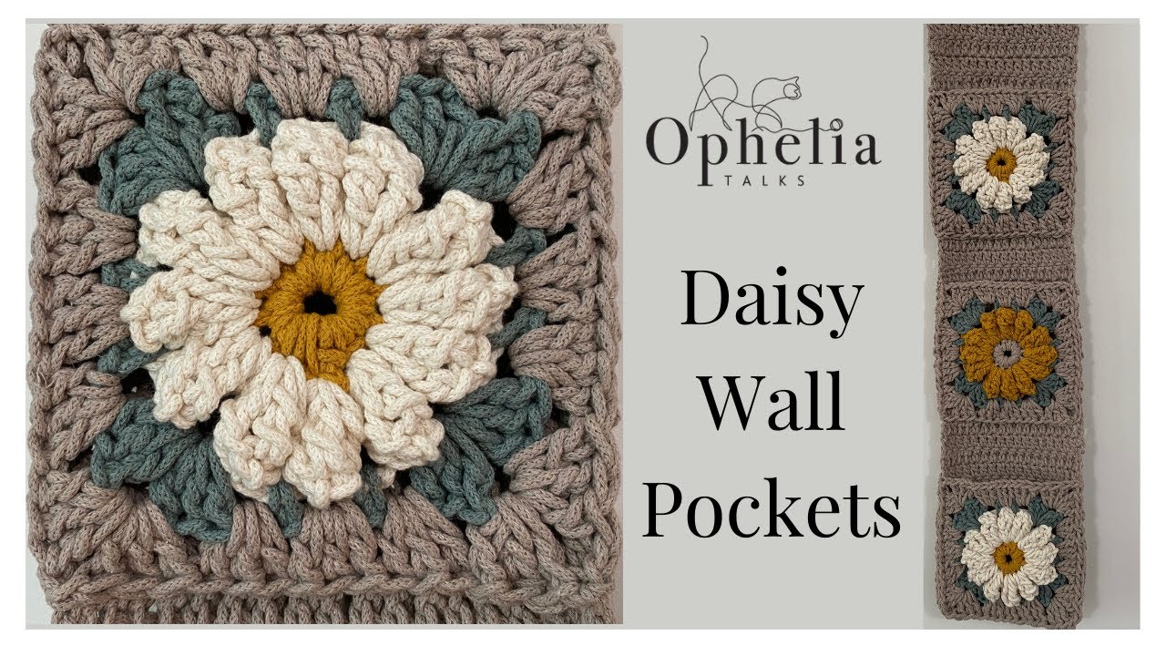CROCHET WALL HANGING ORGANISER TUTORIAL // Daisy Flower Pocket Organiser