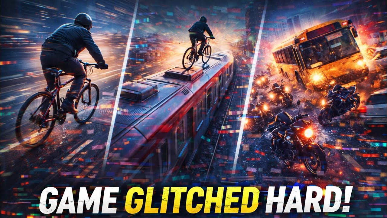🚲 Crazy fast cycle ➜ 🚆 Jumped on a train ➜ 🏍️ Spawned many bikes ➜ 🚌 Bus chaos ➜ Game glitched HARD 