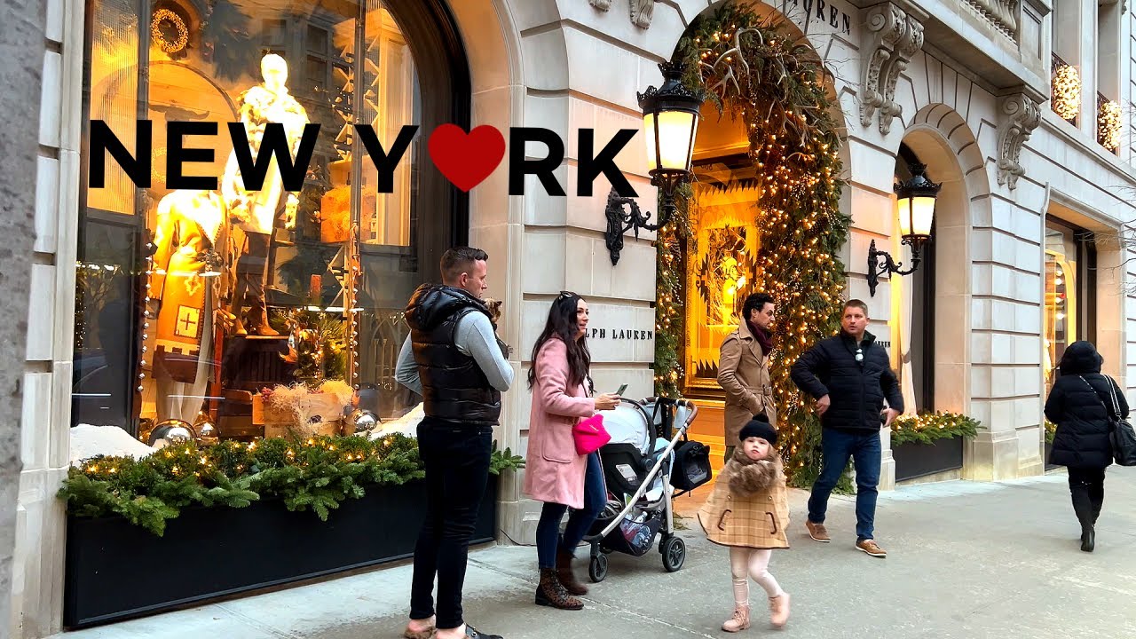 [4K] 🇺🇸NYC Christmas Walk🎄Madison Ave / Праздничные украшения✨Ralph's Coffee☕15 декабря 2021 г.