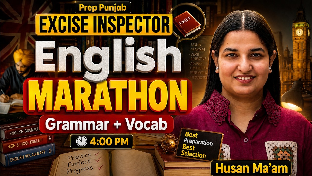 PSSSB Excise Inspector 2026 | Complete English MARATHON | Grammar + Vocab | by Husan Ma'am