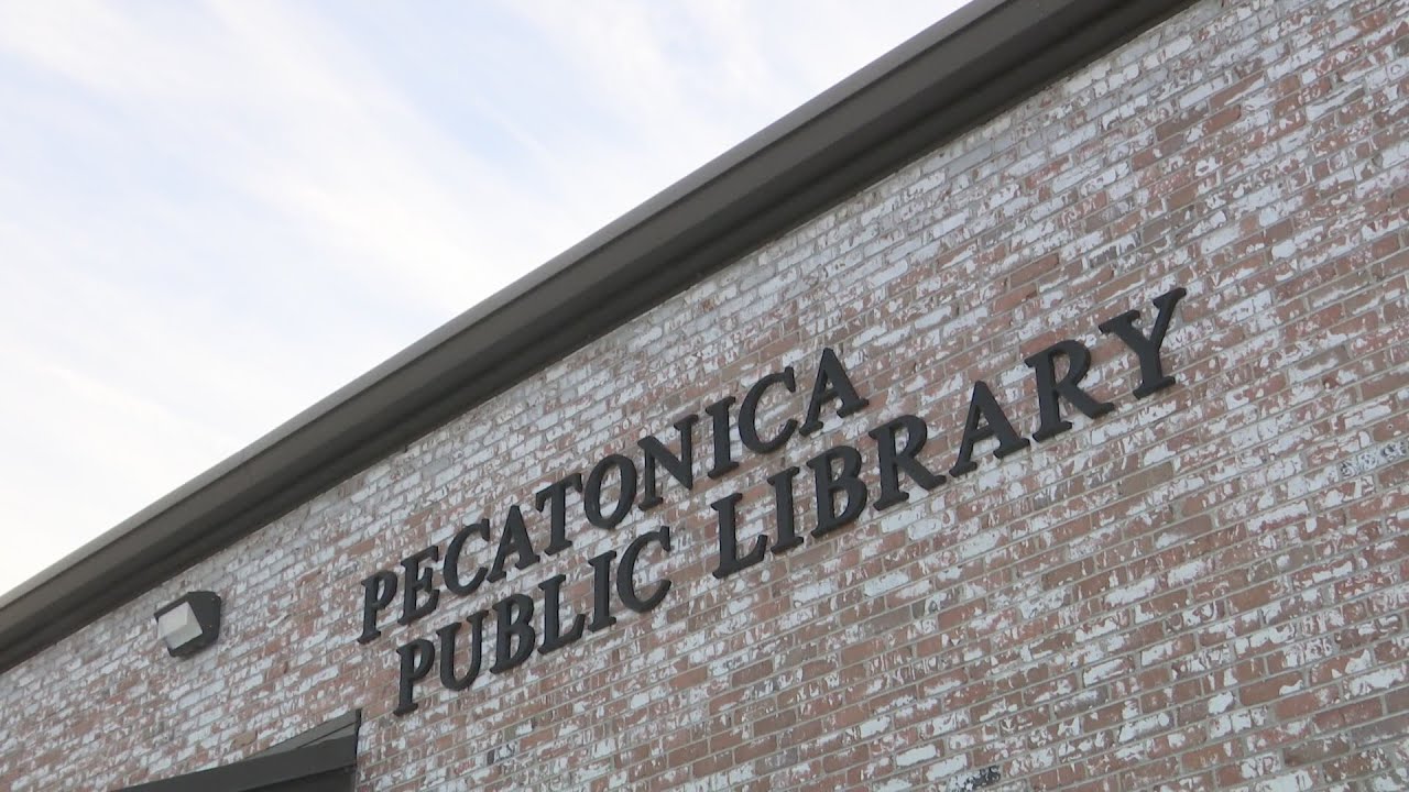 Restored WWII Victory Roll display at Pecatonica Public Library