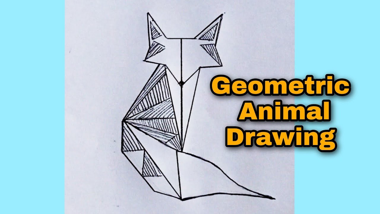 Geometric Animal Drawing Tutorial  || How To Draw Geometric Fox Easy