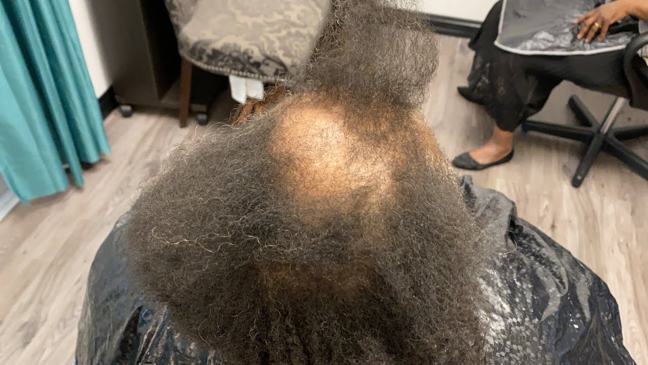 Hair cut on fine textured hair with thinning in crown