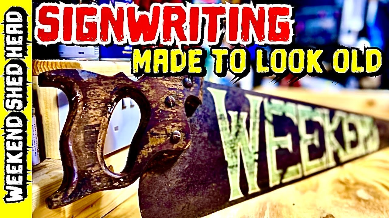 SAW SIGNWRITING ART - looks very OLD ! In my Mancave SHED - vintage !