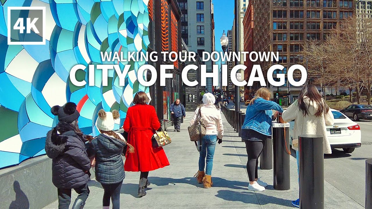 [4K] CHICAGO - Walking Tour Downtown Jackson Street & La Salle Street, Financial District, Illinois