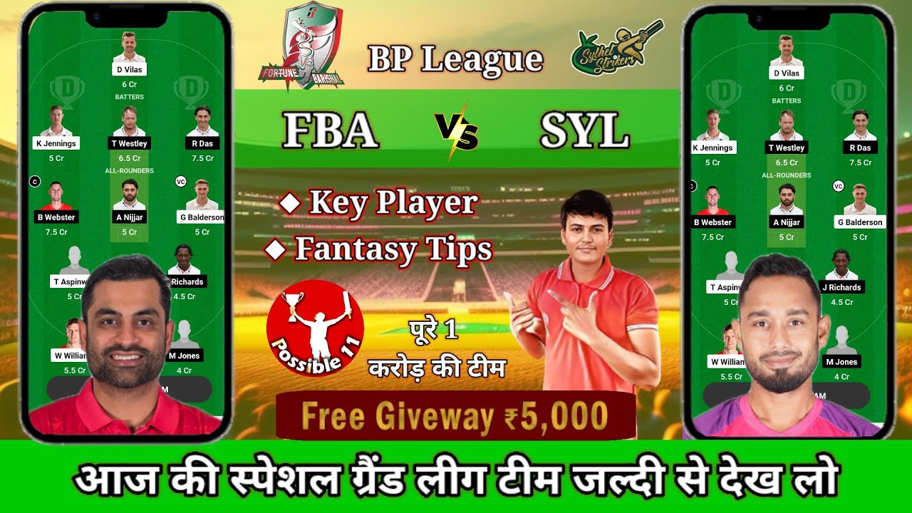 FBA vs SYL Dream11 Team Prediction Today | FBA vs SYL Dream11 Prediction #bpl #bpl2024
