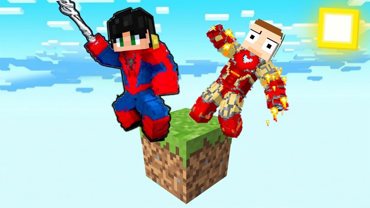 Locked on ONE BLOCK But We’re SUPERHEROS In MINECRAFT