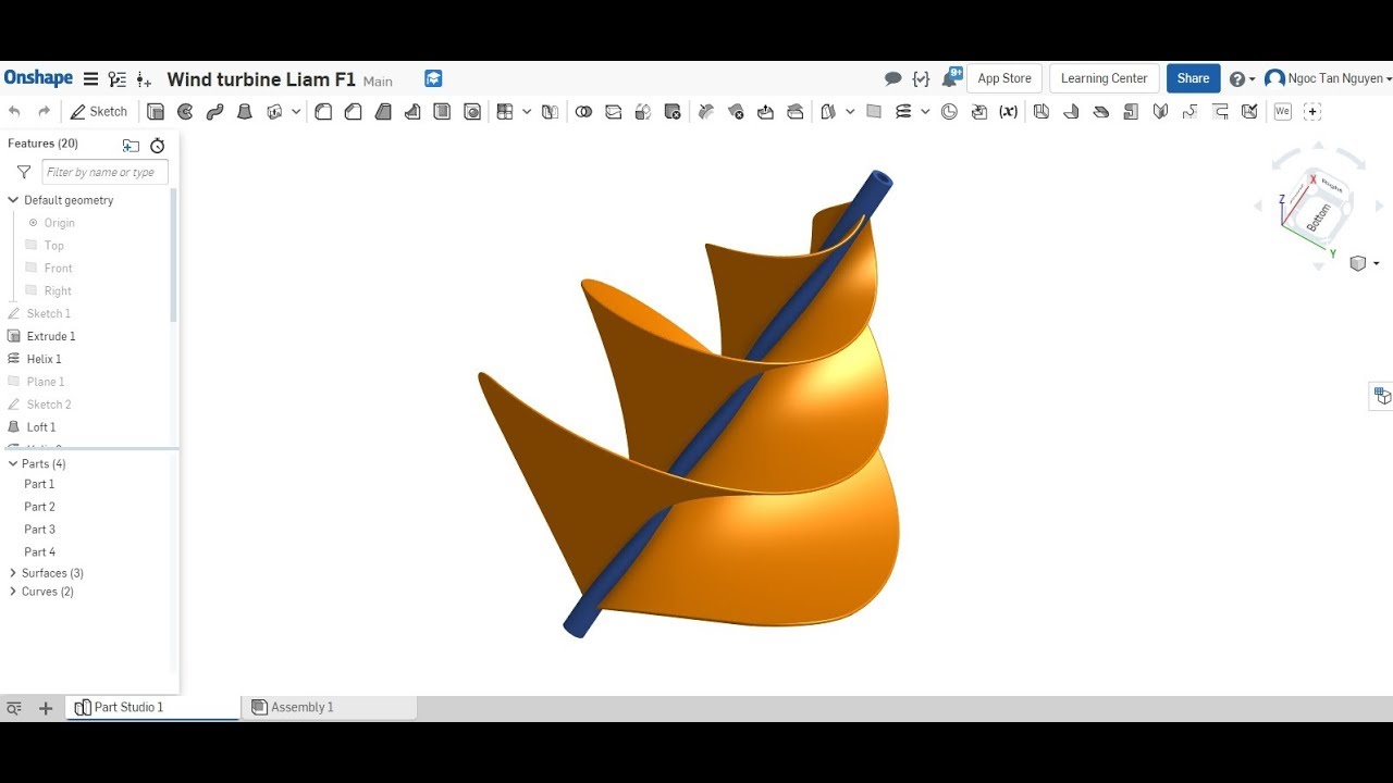Dựng mô hình 3d Tuabin gió Liam F1 bằng ONSHAPE - Make 3d Wind Turbine Liam F1 for ONSHAPE