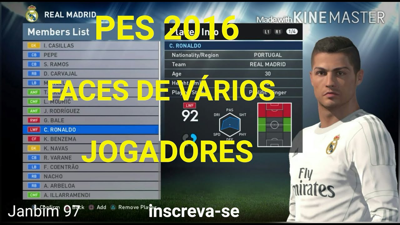PES 2016 faces de vários jogadores