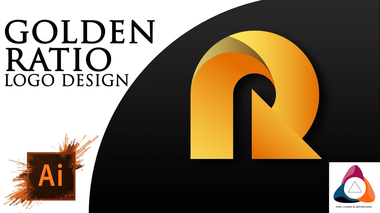 Modern R Letter Logo Design Process With Golden Circles | Adobe Illustrator Tutorials