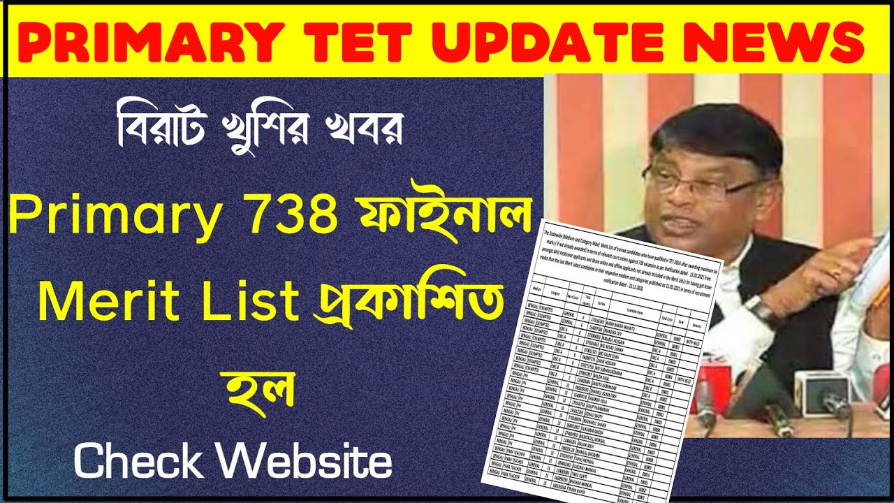 Primary 738 Final Merit List Published | Primary Tet 2017 Interview Date | Primary Tet News Today |