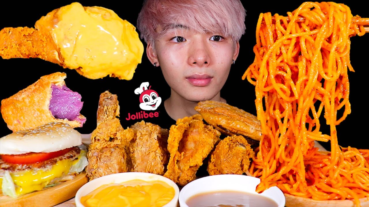 ASMR JOLLIBEE FRIED CHICKEN, BURGER, SPAGHETTI, PIE (Eating Sound) | MAR ASMR