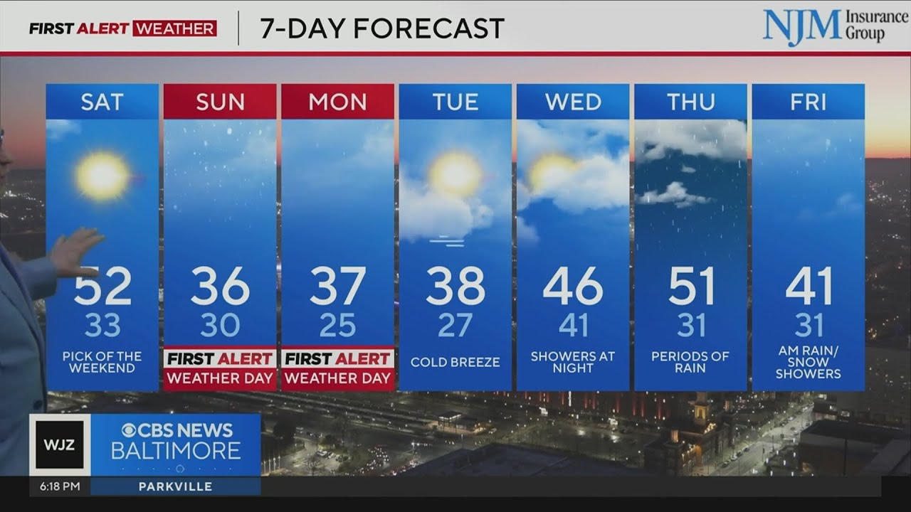 A gusty breeze will develop later into Friday night, which will help skies clear out in Maryland