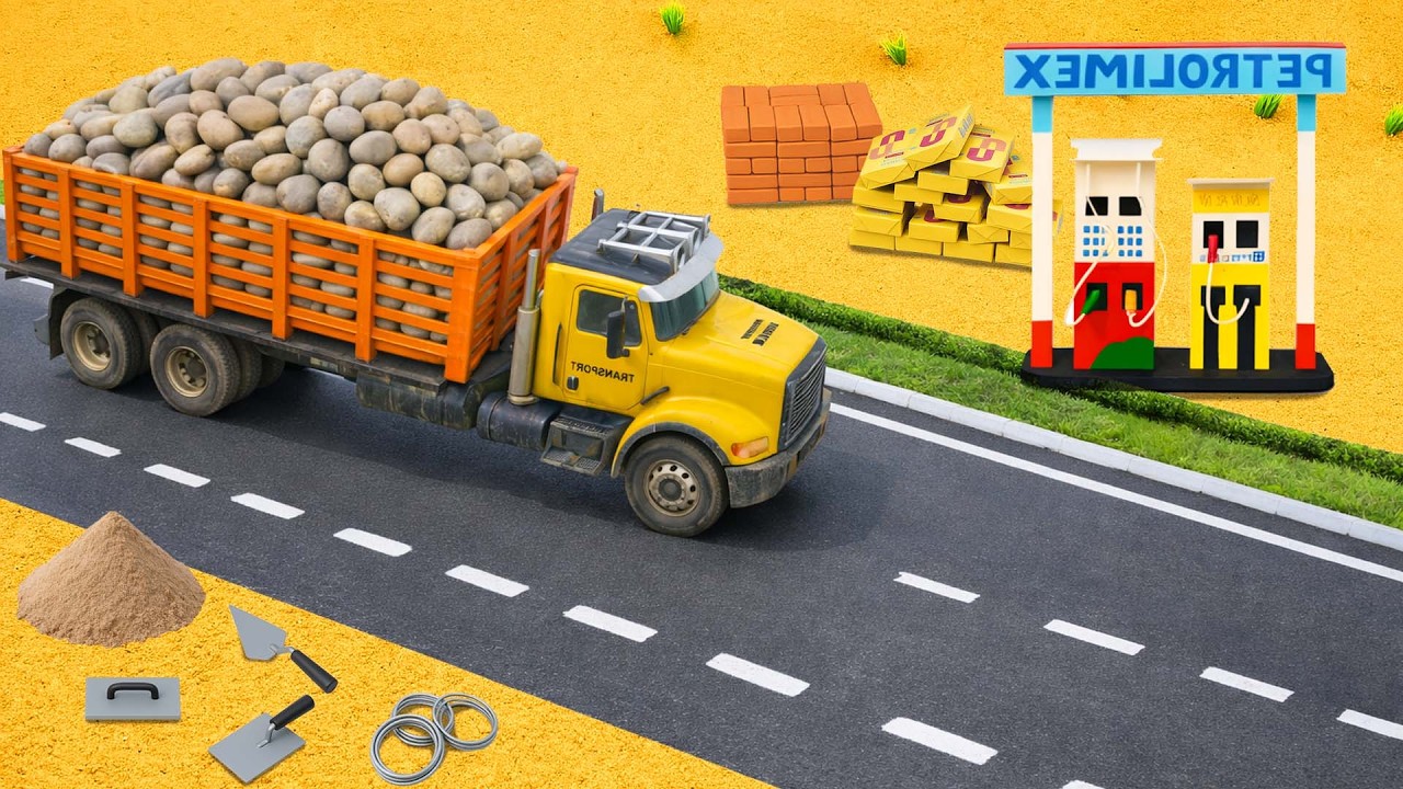 DIY Mini Truck Transports Stones to Build a Strong Concrete Road | Science Project