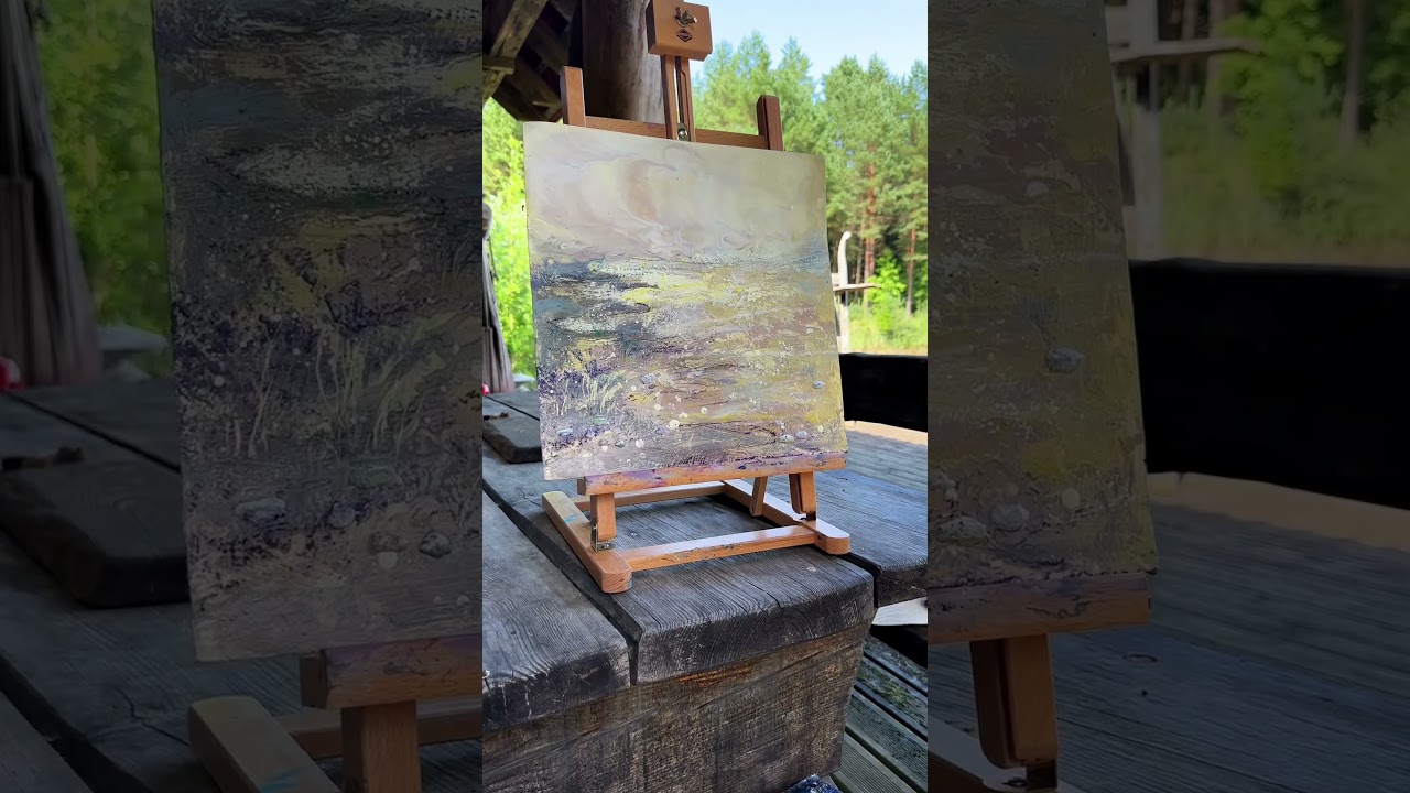Sunny Yellow Abstract Sea | Encaustic Wax Painting 