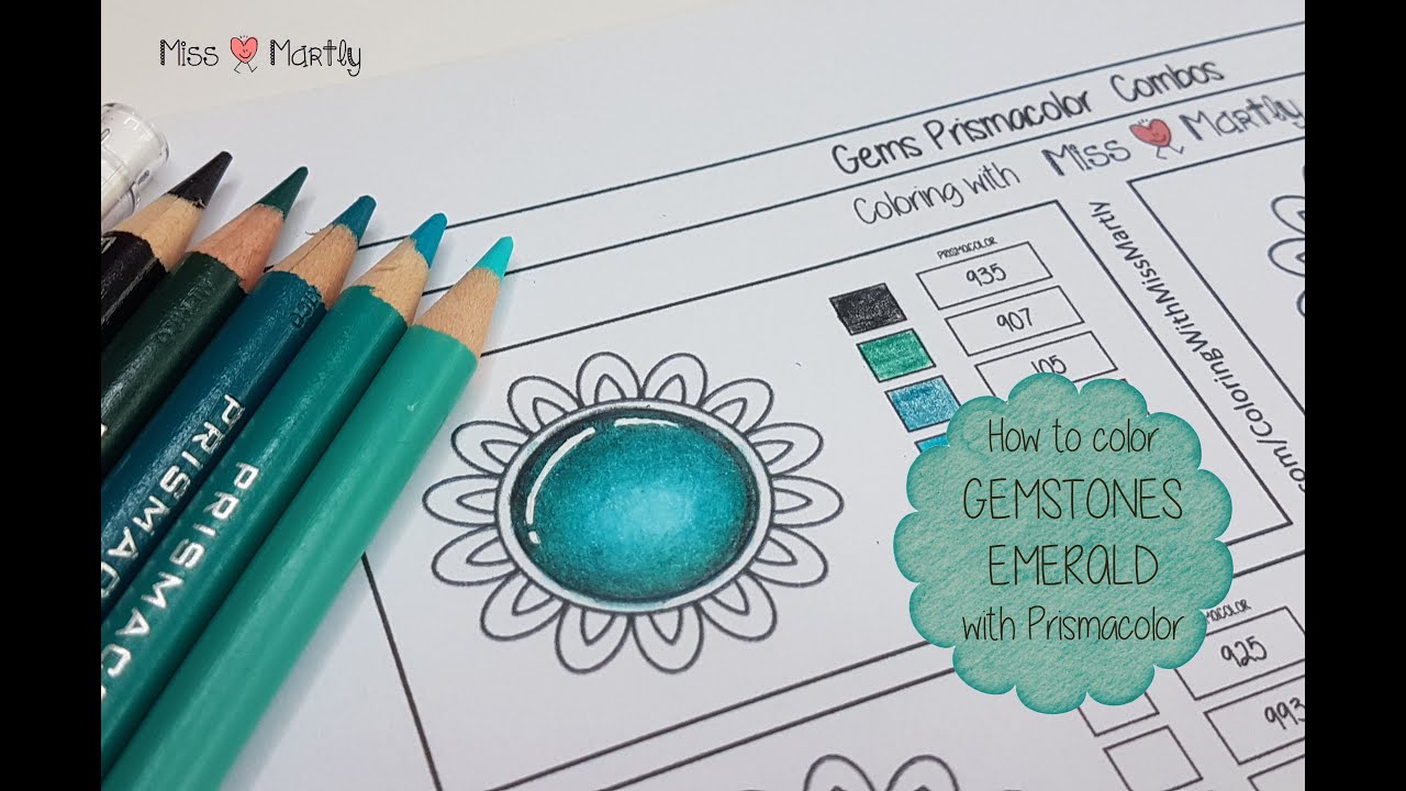 How to color GEMSTONE EMERALD with Prismacolor