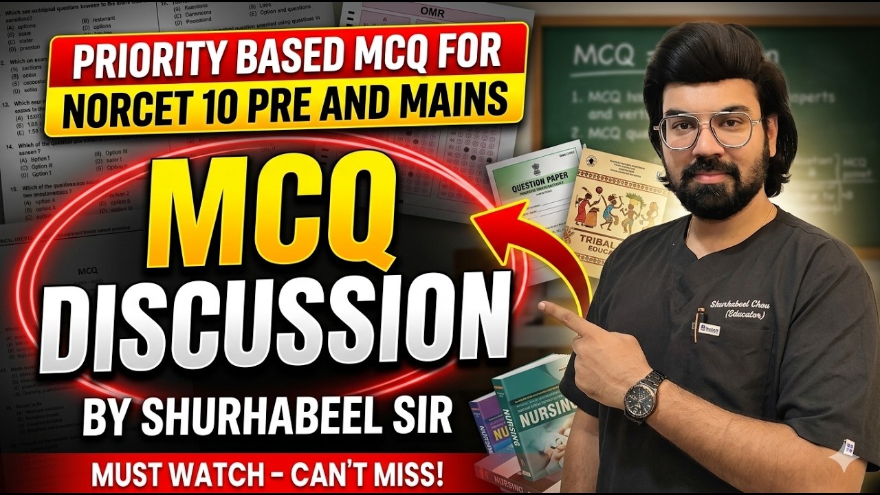 NORCET 10 DAILY MCQ SERIES - HIGH YIELD NURSING QIESTION WITH DETAILED RATIONAL BY SHURHBAEEL SIR 😎