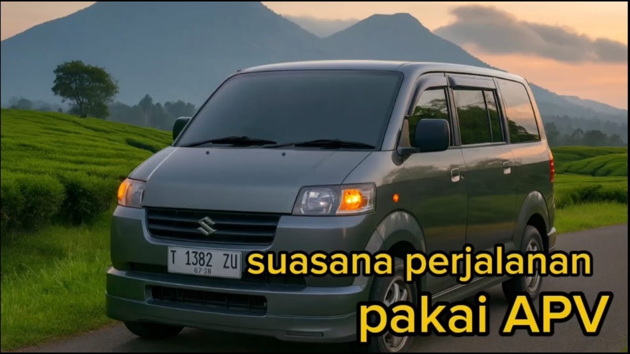 suasana perjalanan melewati kebun teh dan gunung tangkuban perahu pakai suzuki APV