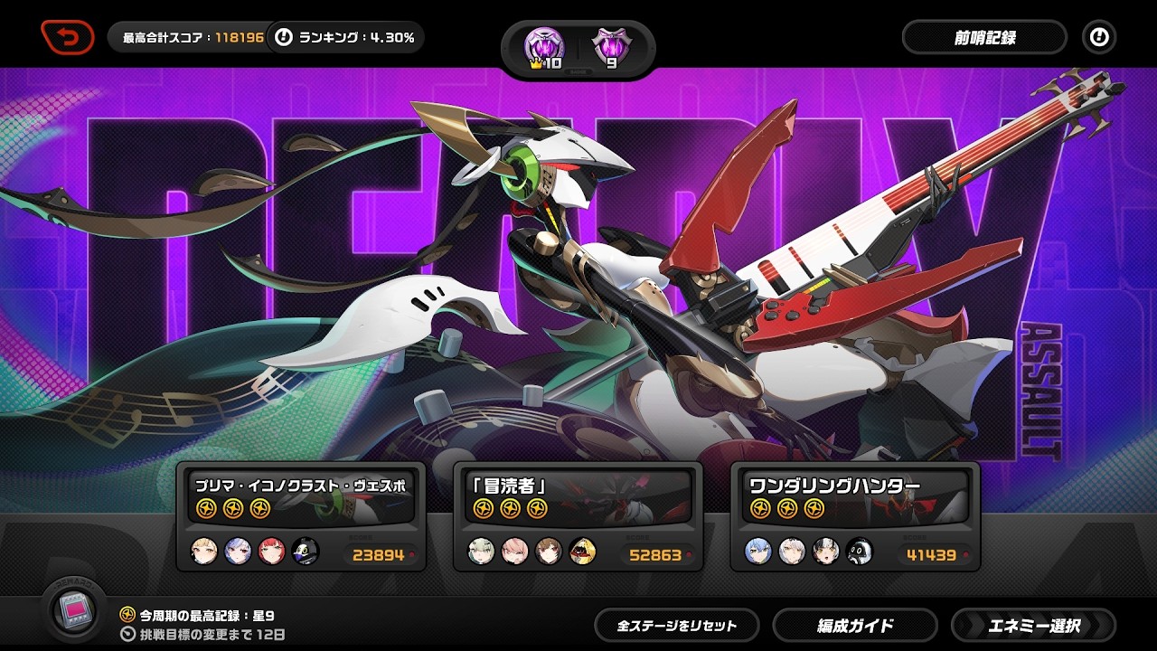 【ゼンレスゾーンゼロ】Ver2.6 危局強襲戦 星9クリア(トータルスコア118196) 瞬光1凸でそれ以外のキャラは無凸、照とビビアンは餅武器なし。【ゼンゼロ／ZZZ】