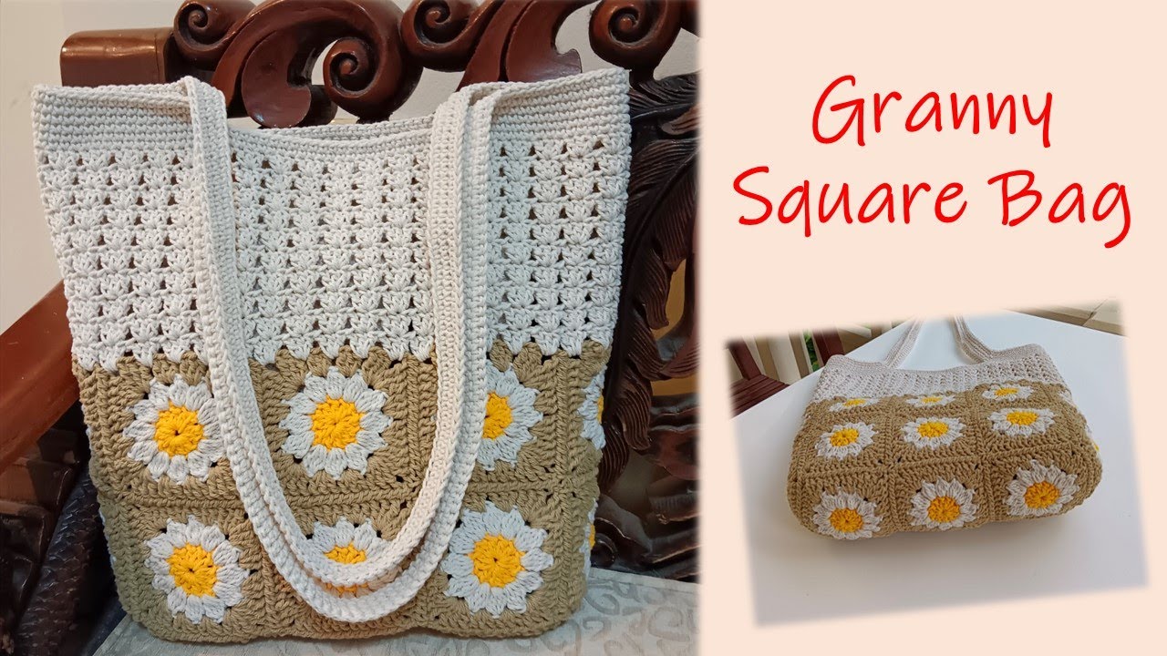Crochet Bag EP.82 🌼 Daisy Granny Square bag #crochetbag #nareehandmade