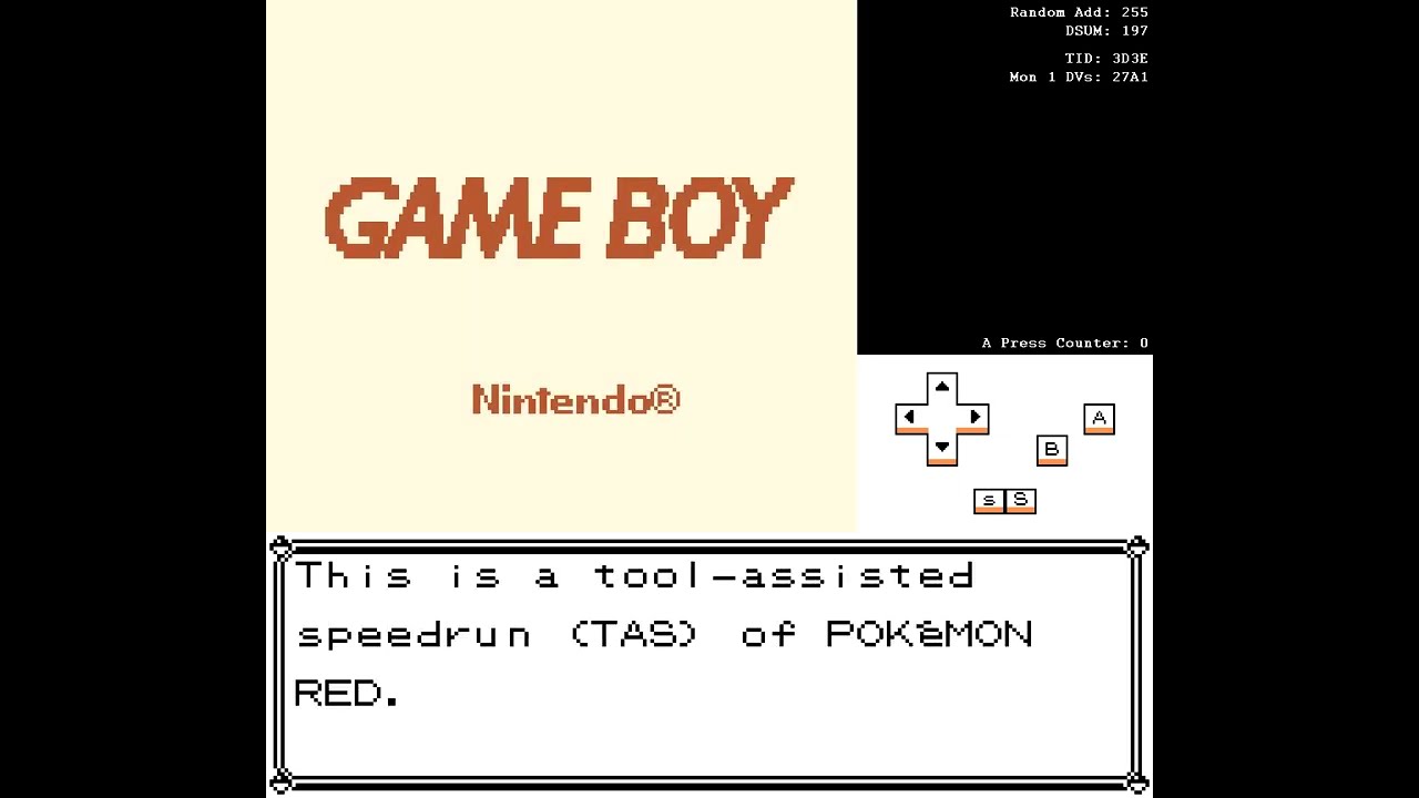 Pokemon Red ABC TAS - 29 A Presses / 12:20
