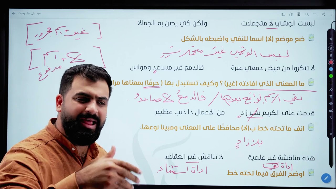 اسلوب النفي |الاداة غير (٢)| وزاريات الاداة(غير)