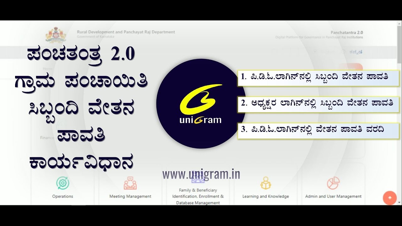 PANCHATANTRA 2.0 Grama Panchayath Staff Salary Process (ಪಂಚತಂತ್ರ 2.0  ಗ್ರಾ. ಪಂ. ಸಿಬ್ಬಂದಿ ವೇತನ ಪಾವತಿ)