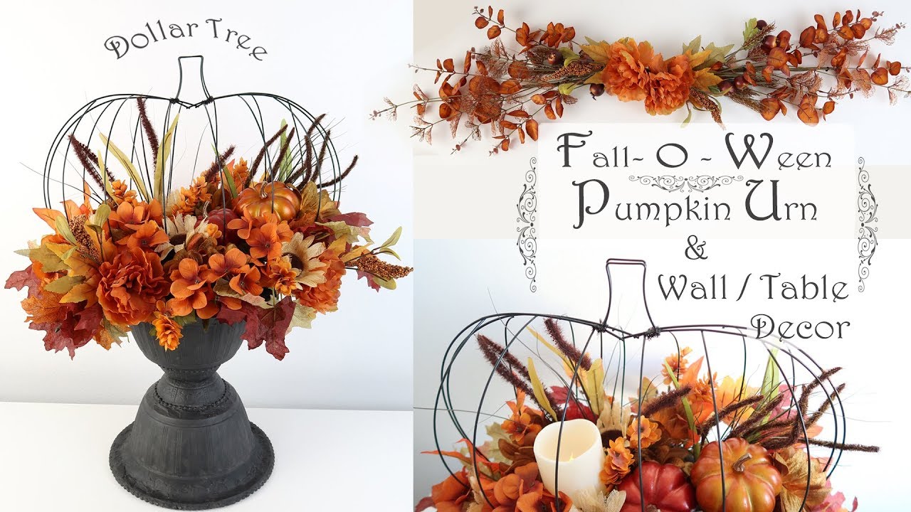 Pumpkin Urn Decor / Fall DIY / Dollar Tree DIY