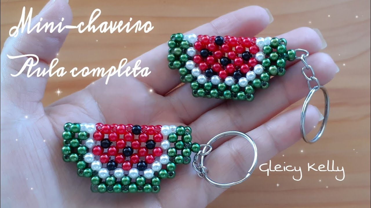 🍉Chaveiro de pérolas Melancia (Aula completa)