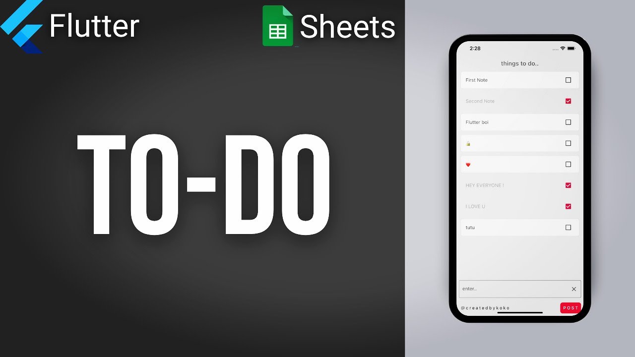 TO DO app &bull; Flutter &times; Google Sheets
