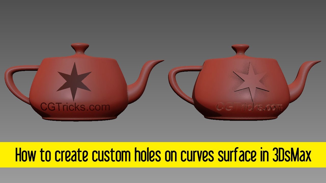 How to create custom holes on curves surface in 3DsMax