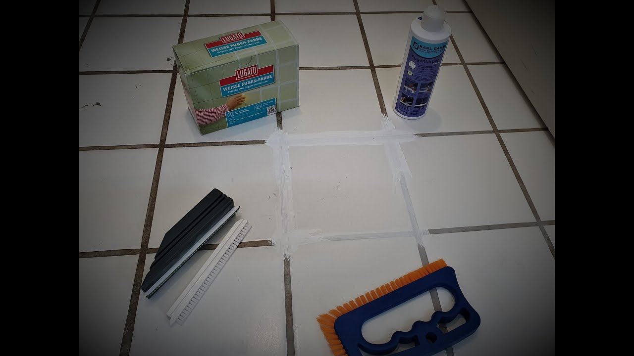 Fliesenfuge reinigen und Fugenfarbe im Test u. Anleitung 1 x Lugato 1 x Karl Dahm alle Tipps DIY