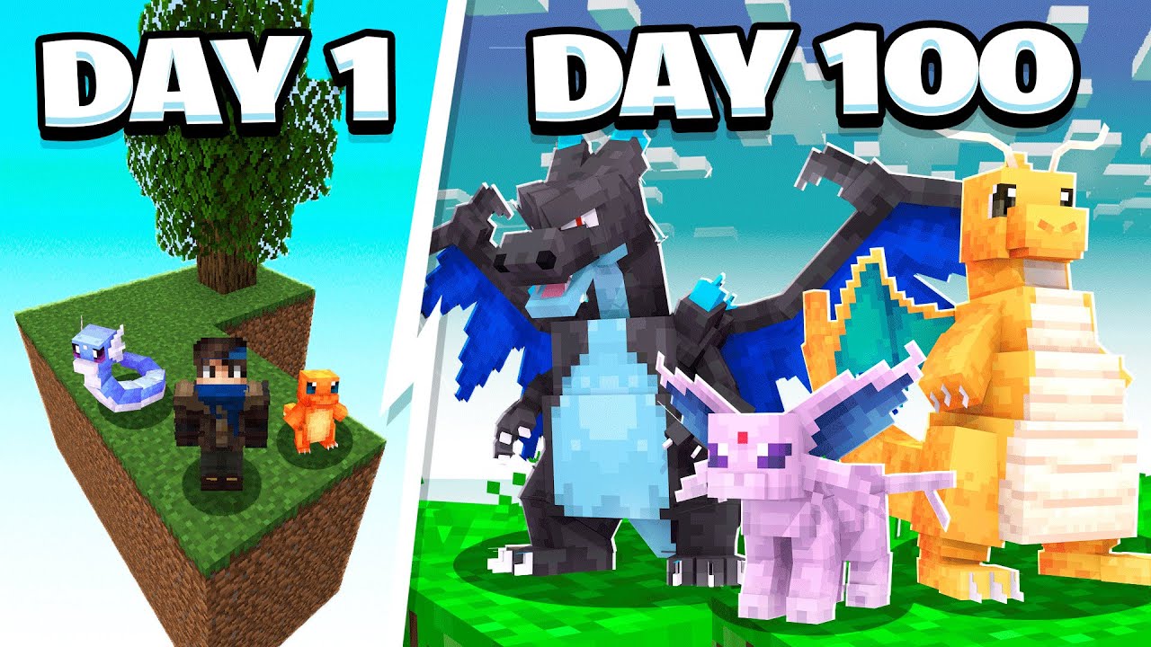 I Spent 100 Days in MEGA COBBLEMON SKYBLOCK! (Minecraft Pokémon)