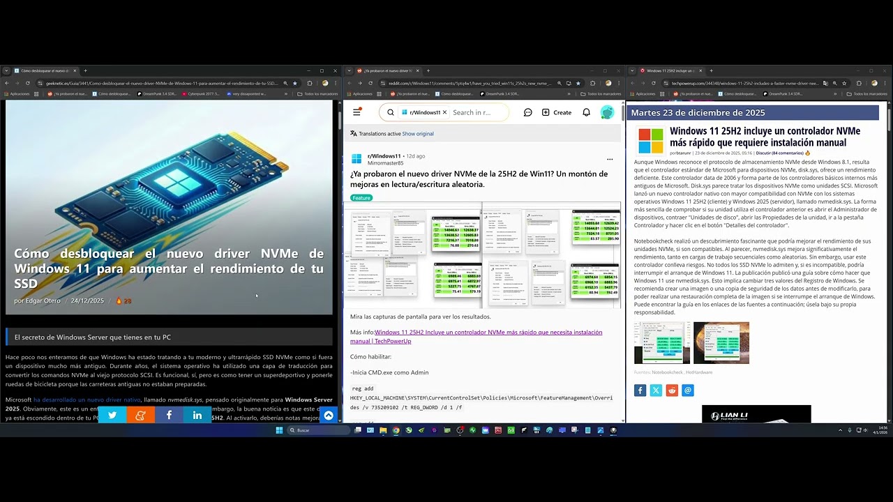 C&oacute;mo desbloquear el nuevo driver NVMe en Windows 11 y sacar m&aacute;s rendimiento a tu SSD