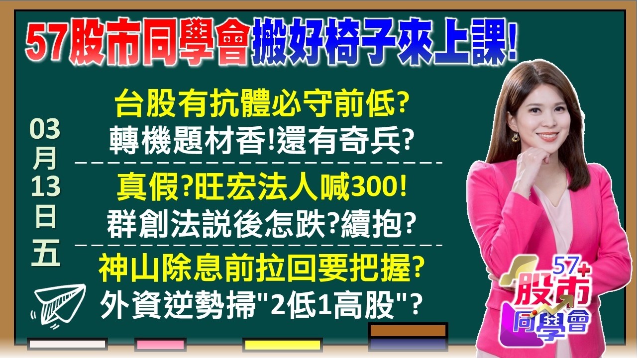 勇敢搶群創通體舒暢？身心受創？外資倒27萬張 旺宏史詩級轉機？投顧喊300元 明年EPS拚破百？台積電快上車下周秒填息？GTC大會擊落空軍？《57股市同學會》丁士芬 吳岳展 吳曉松 鄧尚維