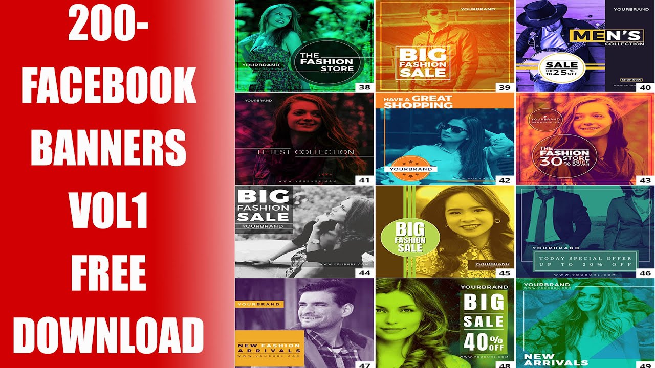200 Facebook Banners PSD big bundle vol 1 Free Download By Raju Online