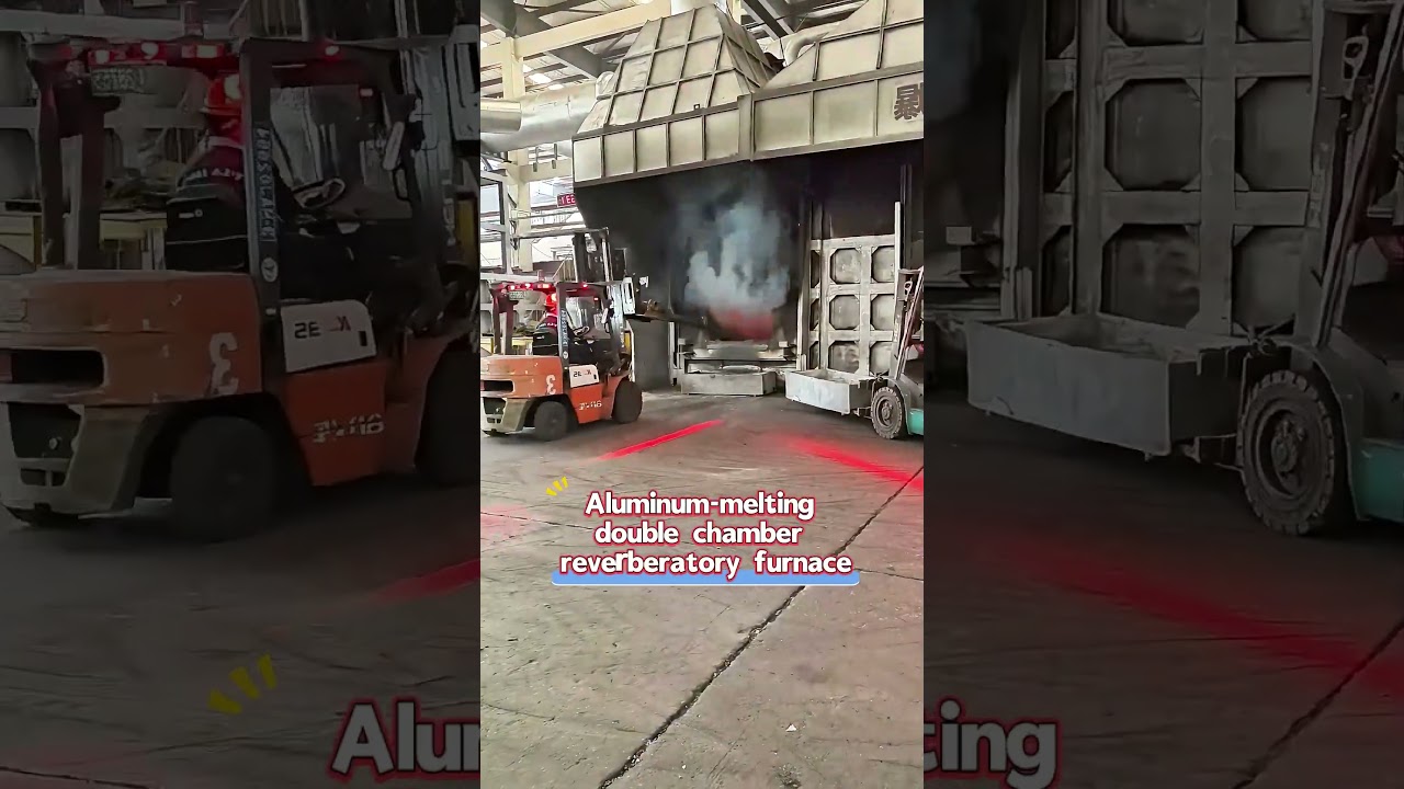 Aluminum-melting double chamber reverberatory furnace.#Twin-chamber Melting Furnace