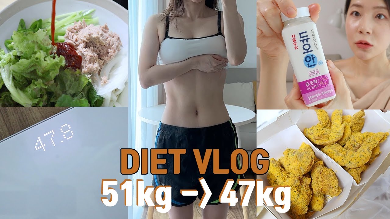 다이어트 브이로그) 뿌링클 치팅데이하고 정체기 뚫었다! 다시 51kg에서 47kg! 근육1kg증가, 체지방3kg감량🏃 (with 서울우유 듀오안, 두부비빔면, 인왕산등산)
