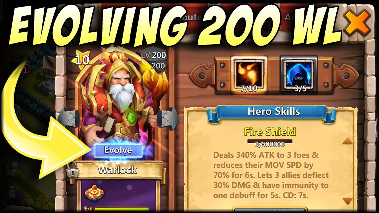 Castle Clash: Lucky Flipping + Evolving Level 200 Warlock
