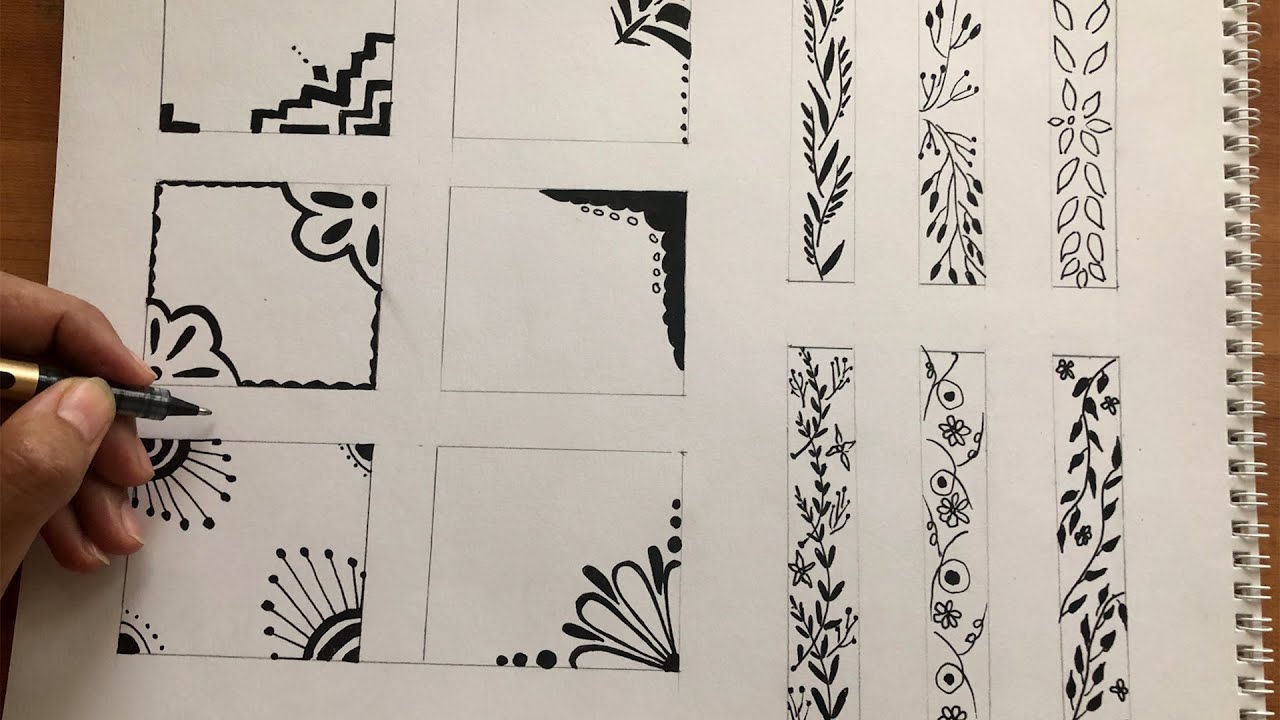 رسم الاطارات والزوايا الزخرفيه