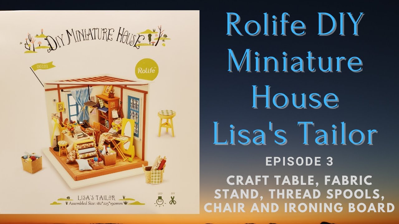 Rolife DIY Miniature House Lisa's Tailor Episode 3 Craft Table, Fabric Stand and Accessories