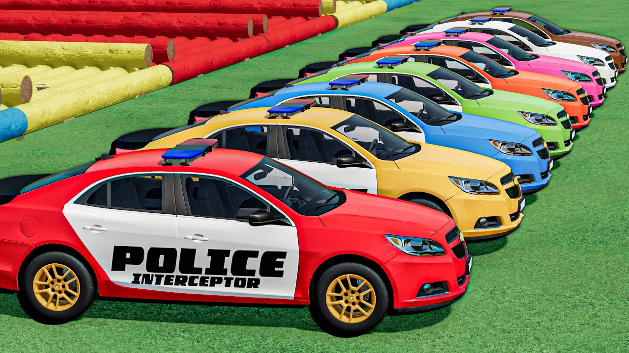 MULTI WOW TRANSPORTING ALL COLORS CHEVY POLICE CARS VEHICLES WITH MAN TRUCKS ! FS 22