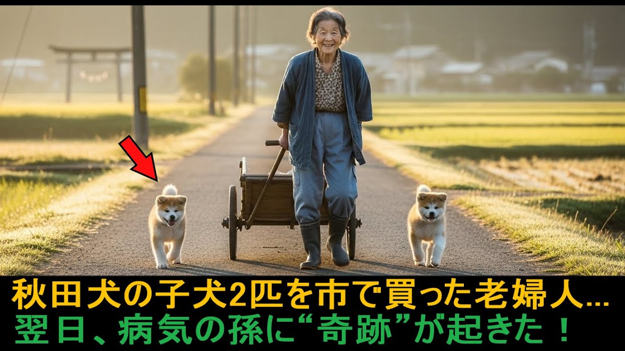 秋田犬の子犬2匹を市で買った老婦人──翌日、病気の孫に“奇跡”が起きた！