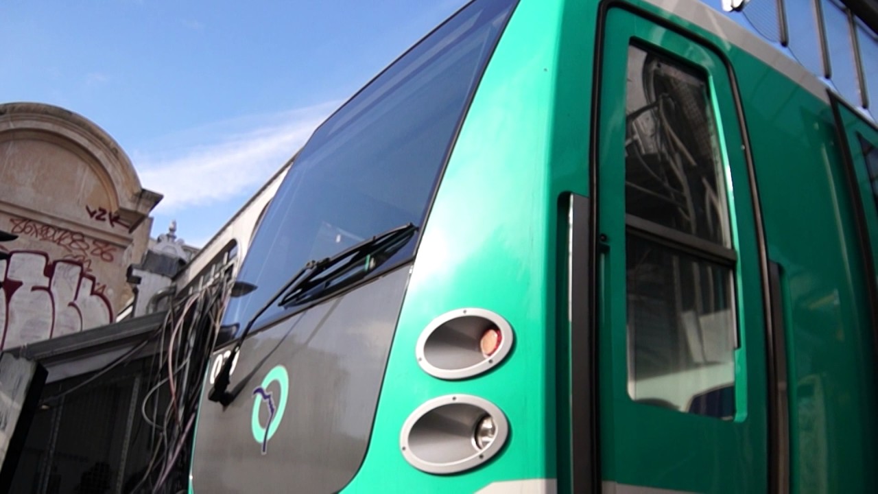 RATP Paris Metro Line 2 trains at Barbès/Rochechouart